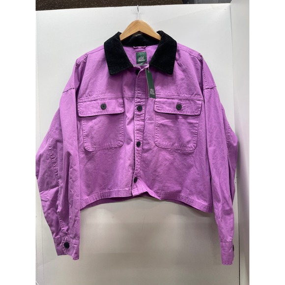 wild fable Jackets & Blazers - Wild Fable Womens Purple Cropped Canvas Jacket Corduroy Collar XXL JQW3566QNN
